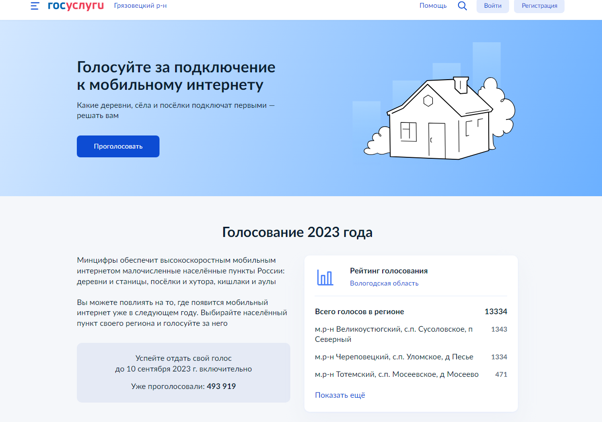Еще можно принять участие во всероссийском голосовании по отбору населённых пунктов с численностью жителей от 100 до 500 человек, которые обеспечат мобильным интернетом 4G в следующем году.